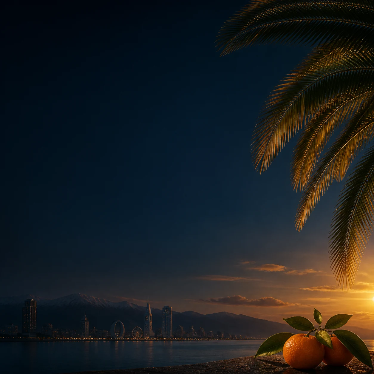 M2 brand illustration: sunset in Batumi